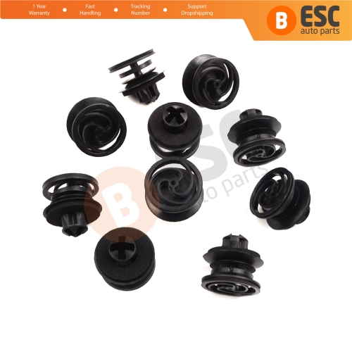 10 Pieces Door Trim Panel Retainer Black for VW 3B0868243