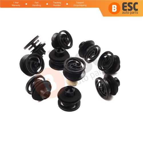 10 Pieces Door Trim Panel Retainer Black for VW 3B0868243