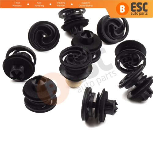 10 Pieces Door Trim Panel Retainer Black for VW 3B0868243