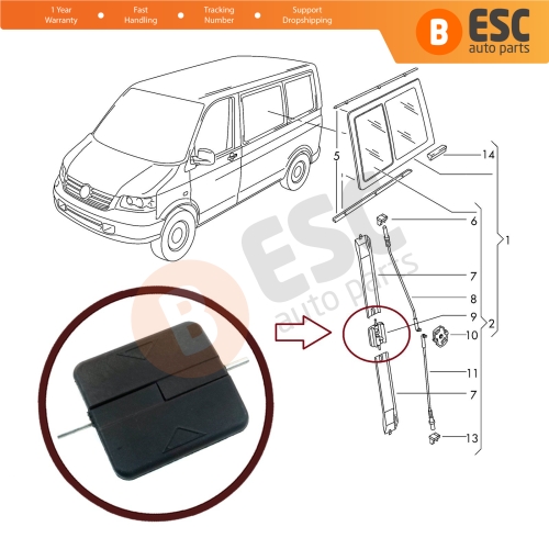 Side Sliding Window Glass Latch Opener Grip Button 2K0847781B for VW Caddy MK3 T5 T6 Multivan Caravelle