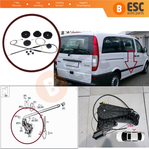 Right Electric Sliding Door Drive System Guide Rail Set 6398200442 for Mercedes Vito Viano W639 W447