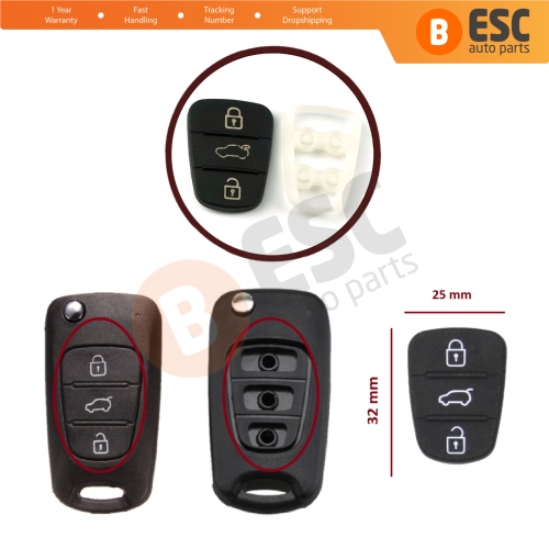 Rubber Pad Button Flip Car Remote Key Shell Insert Case Cover For Hyundai Kia