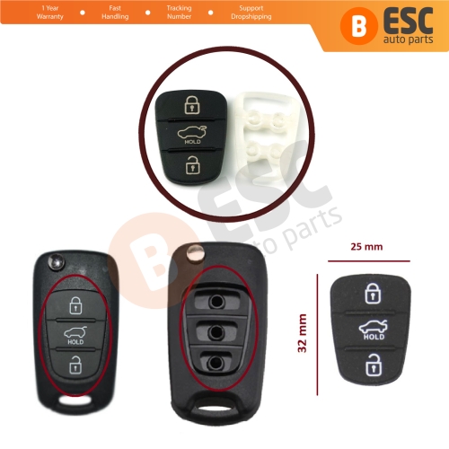 Rubber Pad 3 Button Flip Car Remote Key Shell Insert Case Cover For Hyundai Kia