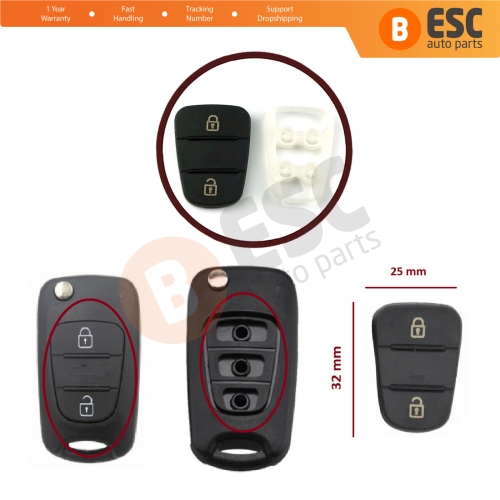 Rubber Pad 2 Button Flip Car Remote Key Shell Insert Case Cover For Hyundai Kia