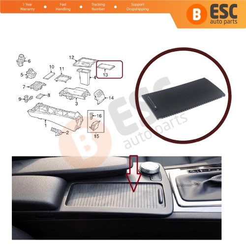 Console Slide Roller Blind Stowage Cover 20468047089051 for Mercedes W204 E W207 W212