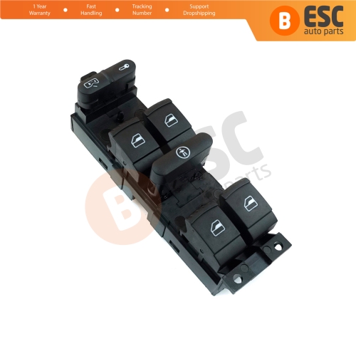 Power Window Control Panel Master 9 Pin Switch Front Door Driver Side 1J4959857B for VW Seat