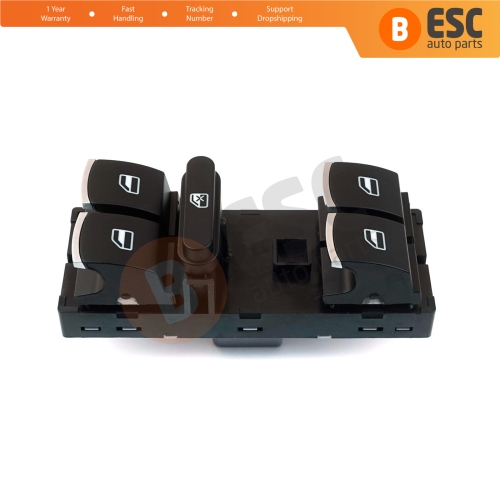 Window Master Switch Front Driver Side 5K4959857 for VW Golf Jetta Passat Tiguan Scirocco Caddy EOS Touareg Touran Seat Alhambra