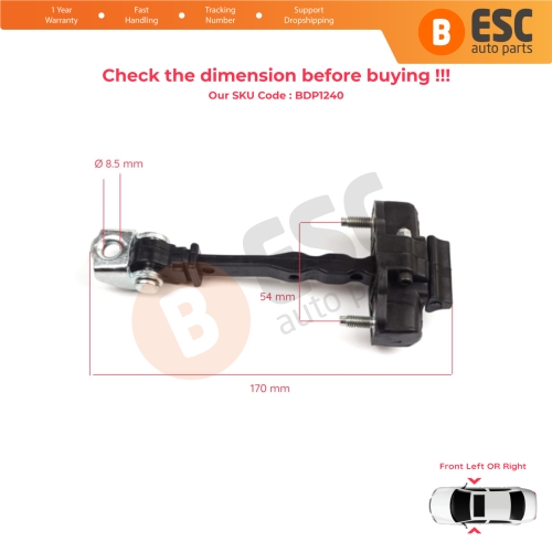 Front Door Hinge Stop Check Strap Limiter 3551468 for Vauxhall Opel Grandland X	A18 P1UO 2017-On