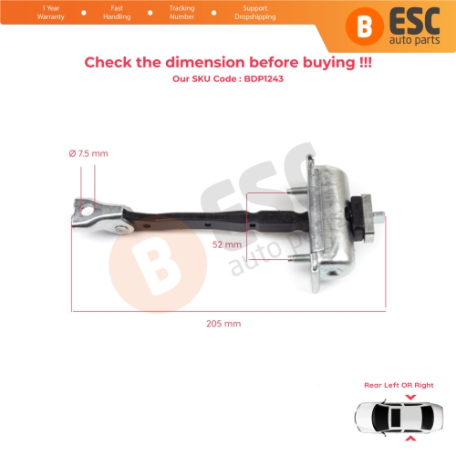 Rear Door Hinge Stop Check Strap Limiter 39045011 for Opel Zafira Tourer C P12 2011-2019