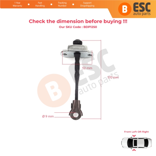 Front Door Hinge Stop Check Strap Limiter 804301666R for Renault Megane MK4 2015-On 4/5 Door