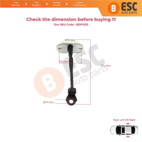 Rear Door Hinge Stop Check Strap Limiter 824304EA0A for Renault Kadjar Nissan Qashqai MK2 J11