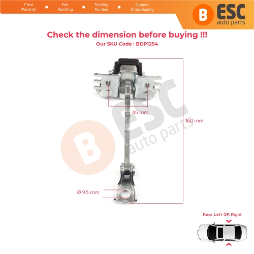 Rear Door Hinge Stop Check Strap Limiter 824310005R for Renault Scenic MK3 JZ0/1 2009-2016	