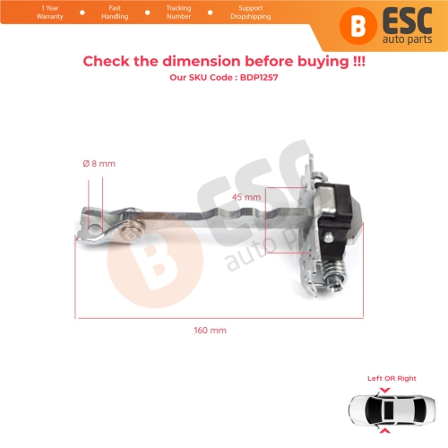 Front Door Hinge Stop Check Strap Limiter 804309044R for Renault Megane MK3 DZ0/1 Coupe 2008-2016