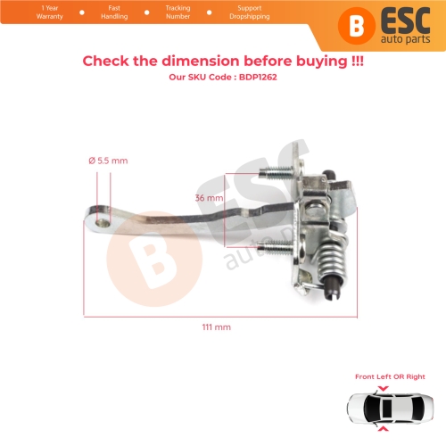 Front Door Hinge Stop Check Strap Limiter 6006003653 for Renault Express Rapid Super 5 1985-2000