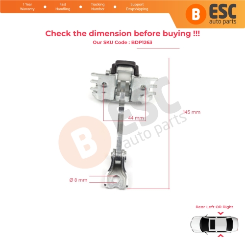 Rear Door Hinge Stop Check Strap Limiter 824310001R for Renault Laguna MK3 X91 BT0/1 2007-2015