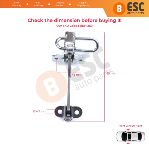 Front Door Hinge Stop Check Strap Limiter for Fiat Stilo 192 2001-2010 4/5 Door 51760102