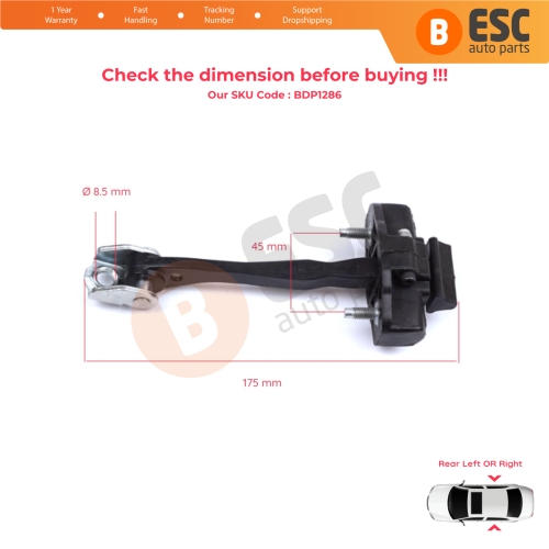 Rear Door Hinge Stop Check Strap Limiter for Alfa Romeo Giulietta 940 2010-2020 50521442	