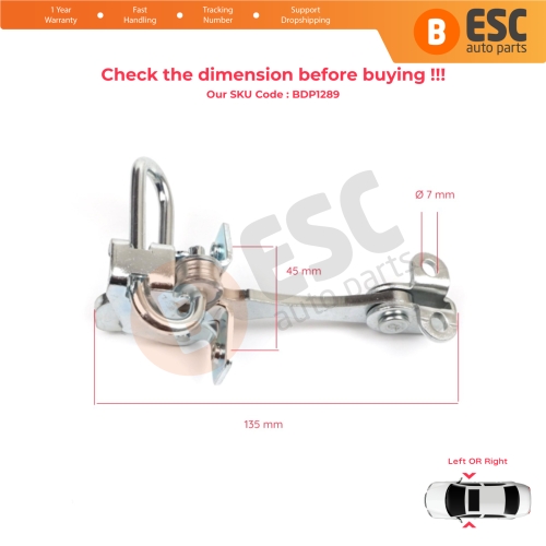 Door Hinge Stop Check Strap Limiter for Lancia Ypsilon MK2 843 2003–2011 3-Door HB 51758391