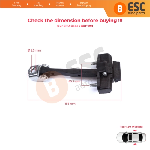 Rear Door Hinge Stop Check Strap Limiter for Lancia Ypsilon MK3 846 312 2011-2024 5-Door HB 51917798