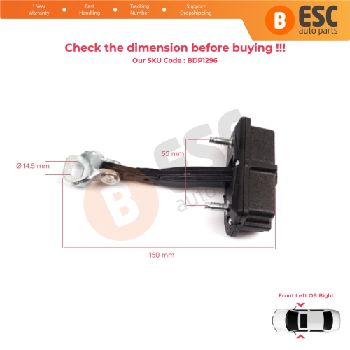 Front Door Hinge Stop Check Strap Limiter for Fiat Panda MK4 312 319 519 2011-2023 52022102