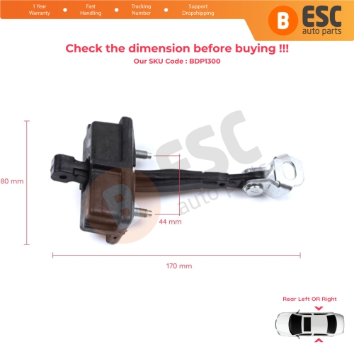 Rear Door Hinge Stop Check Strap Limiter for Fiat Panda MK4 312 319 519 2011-2023 Van Hatchback 52022104