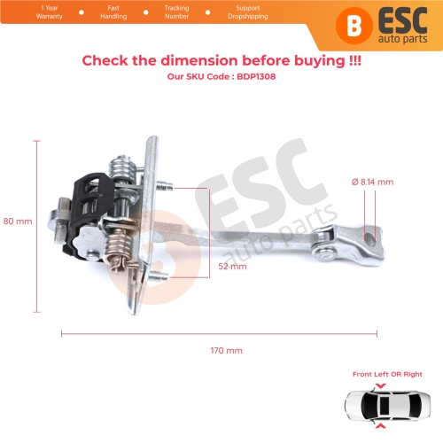 Front Door Hinge Stop Check Strap Limiter for Citroen DS5 2011-2018 9670813380