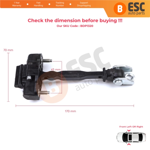 Front Door Hinge Stop Check Strap Limiter for Peugeot 2008 e-2008 MK2 Opel Mokka B Mokka-e 9820810880