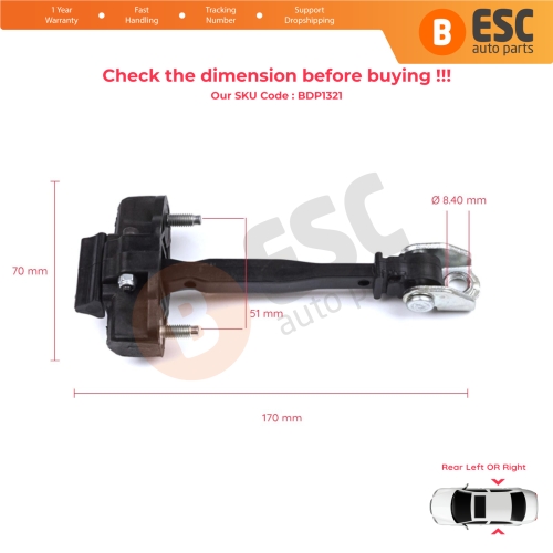 Rear Door Hinge Stop Check Strap Limiter for Peugeot 2008 e-2008 MK2 Opel Mokka B Mokka-e 9820816280