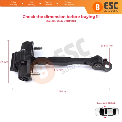 Front Door Hinge Stop Check Strap Limiter for Citroen C3 Aircross MK1 A88 2017-2024 YQ00232780