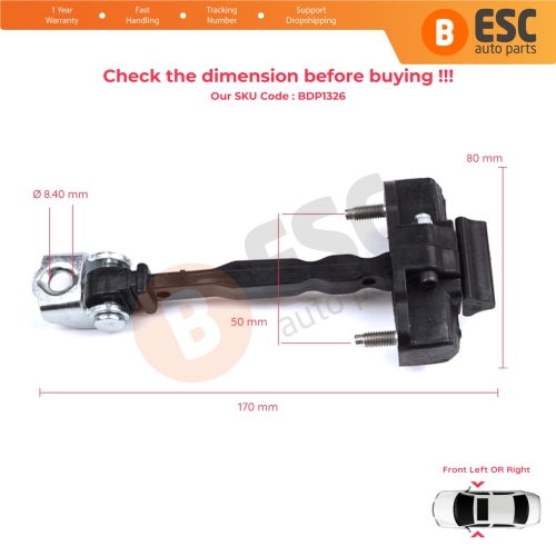 Front Door Hinge Stop Check Strap Limiter for Peugeot 308 MK3 408 Crossover DS4 Opel Astra L 2021-On 5-Door 9830837080