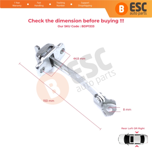 Rear Door Hinge Stop Check Strap Limiter for Citroen C1 Peugeot 107 Toyota Aygo 2005-2014 5-Door HB 9181J6