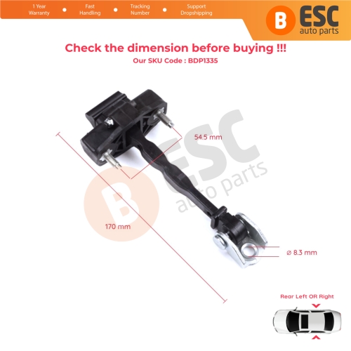 Rear Door Hinge Stop Check Strap Limiter for Citroen C4 e-C4 C4X e-C4X MK3 2020-On 9831196980