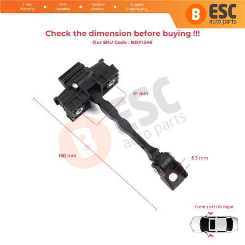 Front Door Hinge Brake Stop Check Strap Limiter for VW UP! Skoda Citigo Seat Mii 2011-2024 5-Door Hatchback 1S0837249