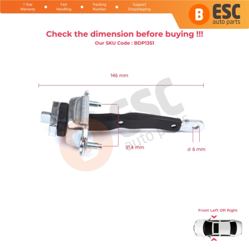 Front Door Hinge Brake Stop Check Strap Limiter for Toyota Avensis MK1 T22 Caldina Carina Corona Premio T210 1997-2003 4/5 Door 6861020180