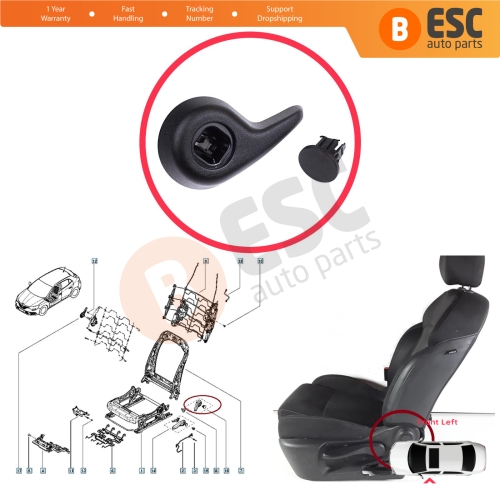 Front Left Manual Seat Recliner Adjuster Handle Black for Renault Megane MK4 B9A K9A Talisman LP KP 2015-On 874519982R