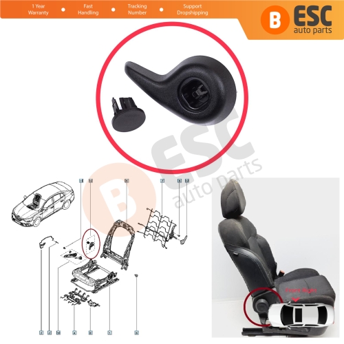 Front Right Manual Seat Recliner Adjuster Handle Black for Renault Megane MK4 B9A K9A Talisman LP KP 2015-On 874016692R