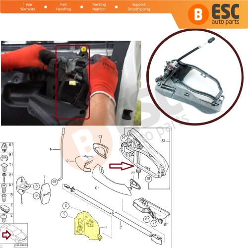 Car Door Handle Housing Carrier Bracket Front Right 51218243616 For BMW X5 E53 2000-2006