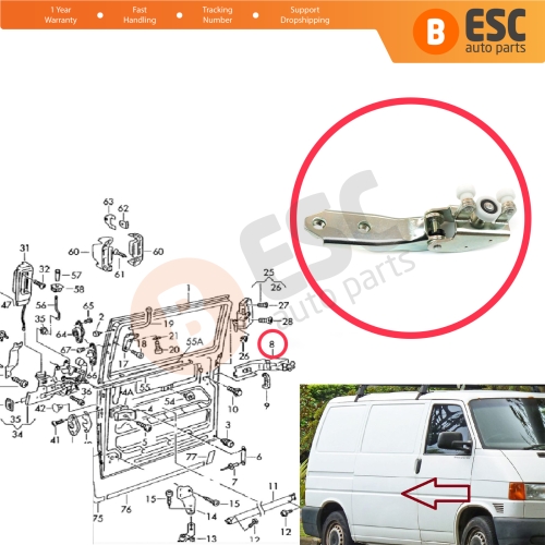 Right Side Rear Sliding Door Middle Roller Guide Hinge 701843336A for VW Transporter T4 Caravelle