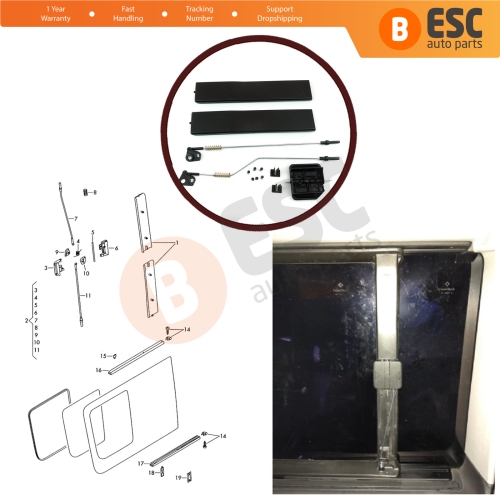 Side Sliding Window Glass Latch Cover Repair Set 2E1847733 for Mercedes Sprinter VW Crafter