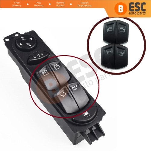 4 Pieces Main Window Switch Button Cover Front Left Door For Mercedes W639 Vito Viano 04061254A.8 04061254A.9 06125 3.8 06125 3.9