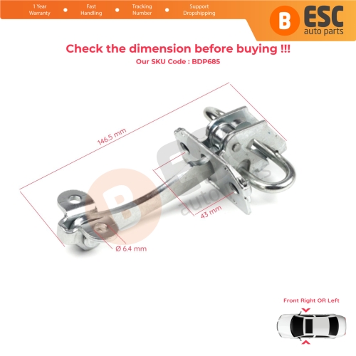 Front Door Hinge Stop Check Strap Limiter 51772768 for Fiat Doblo MPV Van Cargo MK1 119 223 2001-2010 