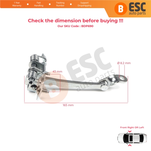 Front Door Hinge Stop Check Strap Limiter 824308607R for Renault Kangoo MK2