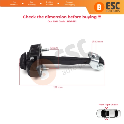 Front Door Hinge Stop Check Strap Limiter 8A6AA23500AD for Ford Fiesta MK6 B-Max