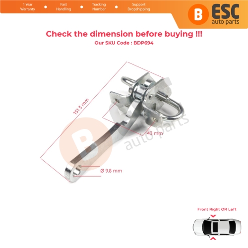 Front Door Hinge Stop Check Strap Limiter 9181G3 for Peugeot Boxer MK1 230 244 1994-2006