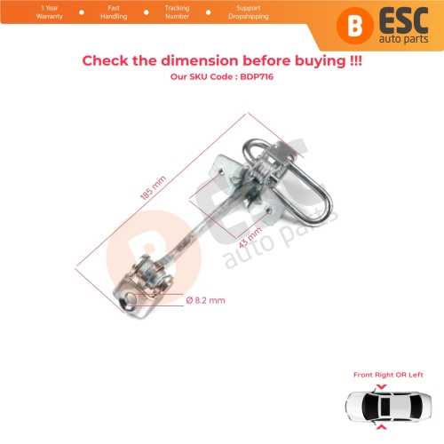 Front Door Hinge Stop Check Strap Limiter 160249 for Opel Astra G 1998-2009 4/5 Door