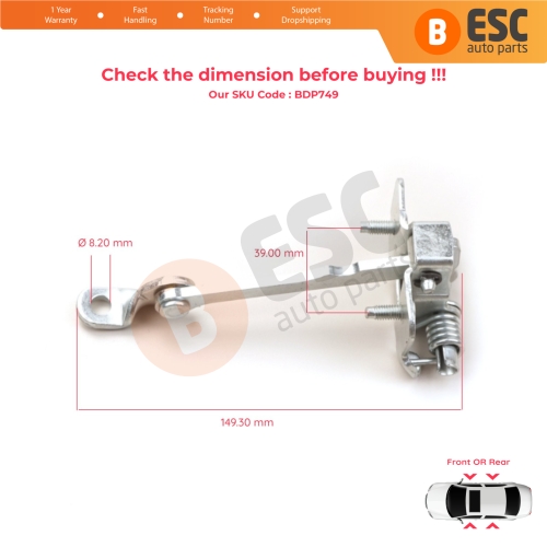 Front Rear Left or Right Door Hinge Stop Check Strap Limiter 804305879R for Renault Dacia Duster Logan MK1 