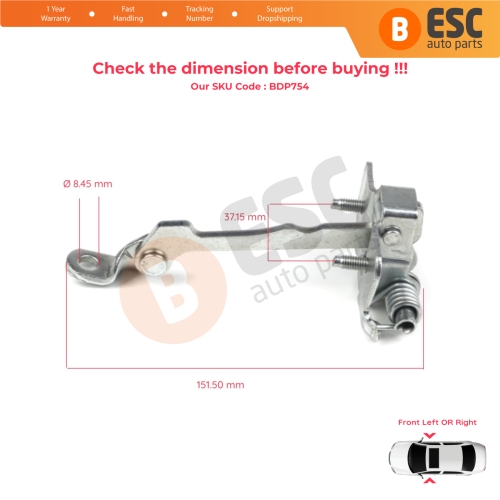 Front Door Hinge Stop Check Strap Limiter 7700424784 for Renault Laguna MK1 X56 1993-2001