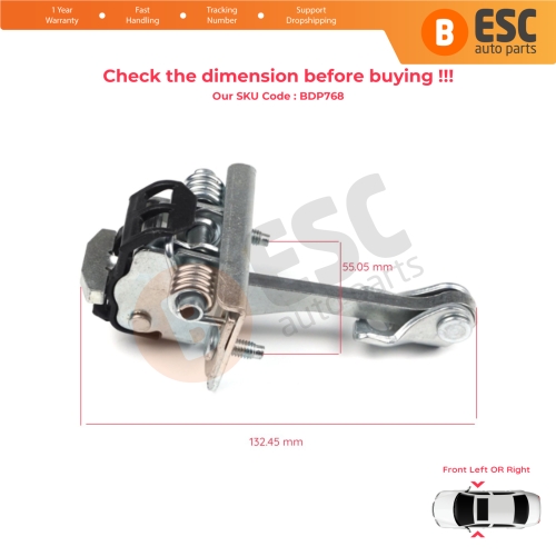 Front Door Hinge Stop Check Strap Limiter 9181P2 for Peugeot Partner Citroen Berlingo Tepee 2008-2018