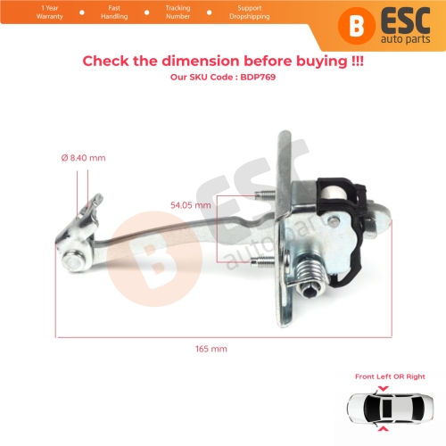 Front Door Hinge Stop Check Strap Limiter 9181Q2 for Peugeot 3008 MK1 5008 MK1