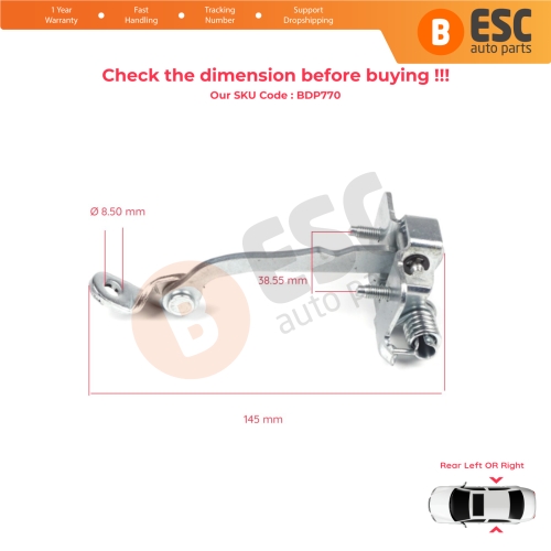 Rear Door Hinge Stop Check Strap Limiter 9181C9 for Peugeot 206 206+ 4/5 Door